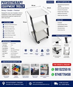 Premium Z-Shaped Utility Trolley (Z-Trolly) with Wheels | Multi-Purpose Medical & Office Equipment Stand view 3