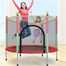 Premium 55-Inch Kids Indoor Mini Trampoline with 360° Safety Enclosure Net & Zipper Door – Ideal for Pediatric Therapy & Fitness view 1