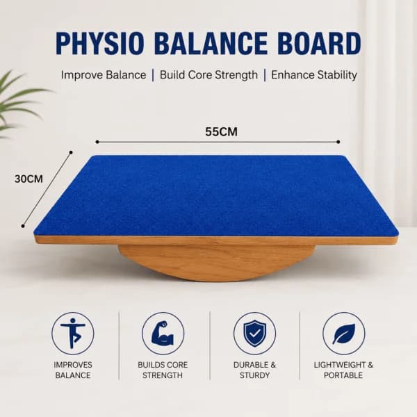 Wooden Balance Board Foot Rocker Leg Exerciser Occupational physio Therapy, simply fit board & kids balance board (Its Safe balancing board) New (Blue)