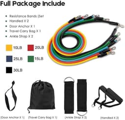 Premium 11-Pcs Resistance Band Set with Door Anchor & Handles - Fitness & Rehabilitation Tube Kit view 2
