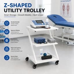 Premium Z-Shaped Utility Trolley (Z-Trolly) with Wheels | Multi-Purpose Medical & Office Equipment Stand view 2