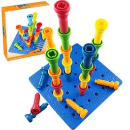 Bubbles & Blocks Stacking Peg Board Set (Pegs Building Blocks Toy) view 3