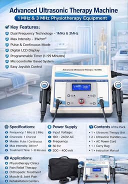 Advanced Dual Frequency 1 & 3 MHz Ultrasound Therapy Machine (SUPER PRO : 1300) for Physiotherapy in Nepal view 3