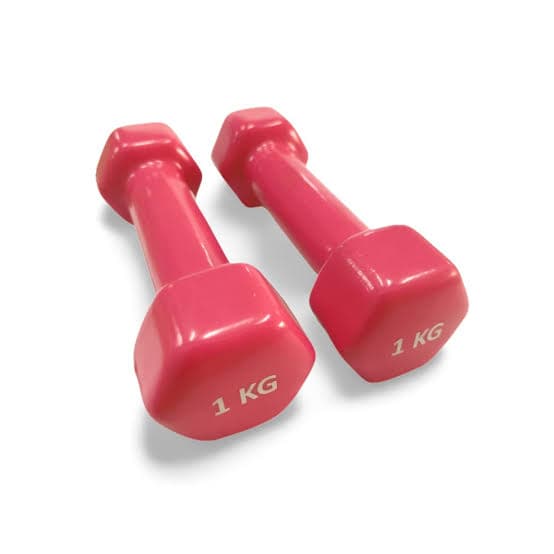 Vinyl Coated Anti-Roll Hexagonal Dumbbell Set (1 KG Pair)
