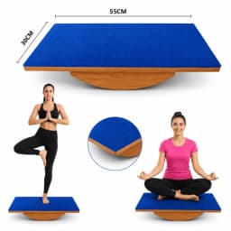 Wooden Balance Board Foot Rocker Leg Exerciser Occupational physio Therapy, simply fit board & kids balance board (Its Safe balancing board) New (Blue) view 2