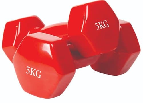Vinyl Coated Anti-Roll Hexagonal Dumbbell Set (5 KG Pair)