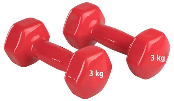 Vinyl Coated Anti-Roll Hexagonal Dumbbell Set (3 KG Pair)