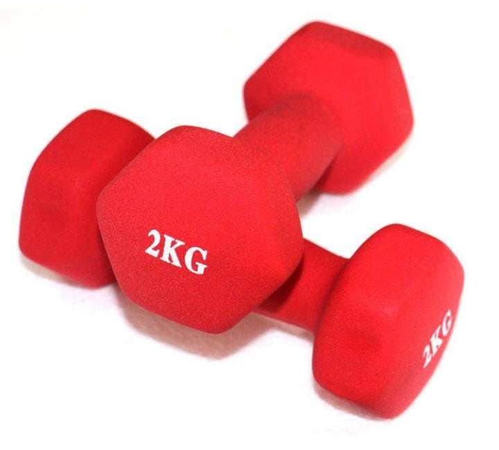 Neoprene Coated Anti-Roll Hexagonal Dumbbell Set (2 KG Pair)